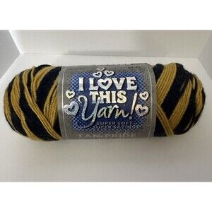 NEW I Love This Yarn! Fan Pride Navy Gold 5oz 252yds 100% Acrylic Hobby Lobby